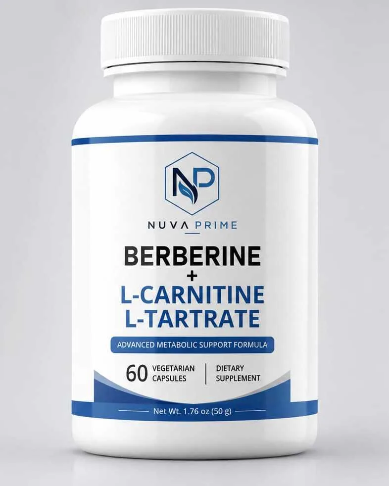 NuvaPrime Berberine + L-Carnitine L-Tartrate bottle — front label